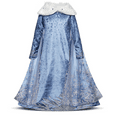 thumbnail image 1 of IBTOM CASTLE Girls Anna Elsa Princess Frozen Dress Halloween Cosplay Fancy Dress Up with Cape Children Birthday Party Dress Christmas Outfit 3-4 Years Blue, 1 of 8