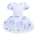 thumbnail image 1 of IBTOM CASTLE Girls Ballet Leotards Dance Wear Butterfly Shiny Sequins Dance Tutu Dress Puff Sleeve Keyhole Back Ballerina Costume 3-4 Years White, 1 of 8