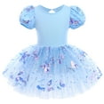 thumbnail image 1 of IBTOM CASTLE Girls Ballet Leotards Dance Wear Butterfly Shiny Sequins Dance Tutu Dress Puff Sleeve Keyhole Back Ballerina Costume 9-10 Years Blue, 1 of 8