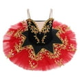 thumbnail image 1 of IBTOM CASTLE Girls Ballet Leotards with Platter Tutu Professional Hard Organdy Camisole Skirt Dancewear 11-12 Years Red + Black, 1 of 8