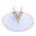 thumbnail image 1 of IBTOM CASTLE Girls Ballet Leotards with Platter Tutu Professional Hard Organdy Camisole Skirt Dancewear 13-14 Years White, 1 of 8
