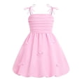 thumbnail image 1 of IBTOM CASTLE Girls' Bow Spaghetti Strap Dress - Adjustable A-Line Bubble Hem Party Dress for Summer Birthday Party School Pink, 1 of 7