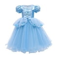 thumbnail image 1 of IBTOM CASTLE Girls Cinderella Princess Fancy Dress up Fairy Tale Halloween Carnival Cosplay Flower Ruffle Tulle Tutu Birthday Party Dress for Photo Shoot 3-4 Years Blue, 1 of 8
