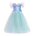 thumbnail image 1 of IBTOM CASTLE Girls Cinderella Princess Fancy Dress up Fairy Tale Halloween Carnival Cosplay Dress Flower Ruffle Tulle Tutu Birthday Party Outfit for Child 7-8 Years Light Blue+Green, 1 of 8