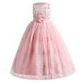 thumbnail image 1 of IBTOM CASTLE Girls Flower Vintage Lace Princess Long Dress for Kids Tulle Pageant Formal Party Wedding Floor Dance Evening Gown 11-12 Years Pink, 1 of 8