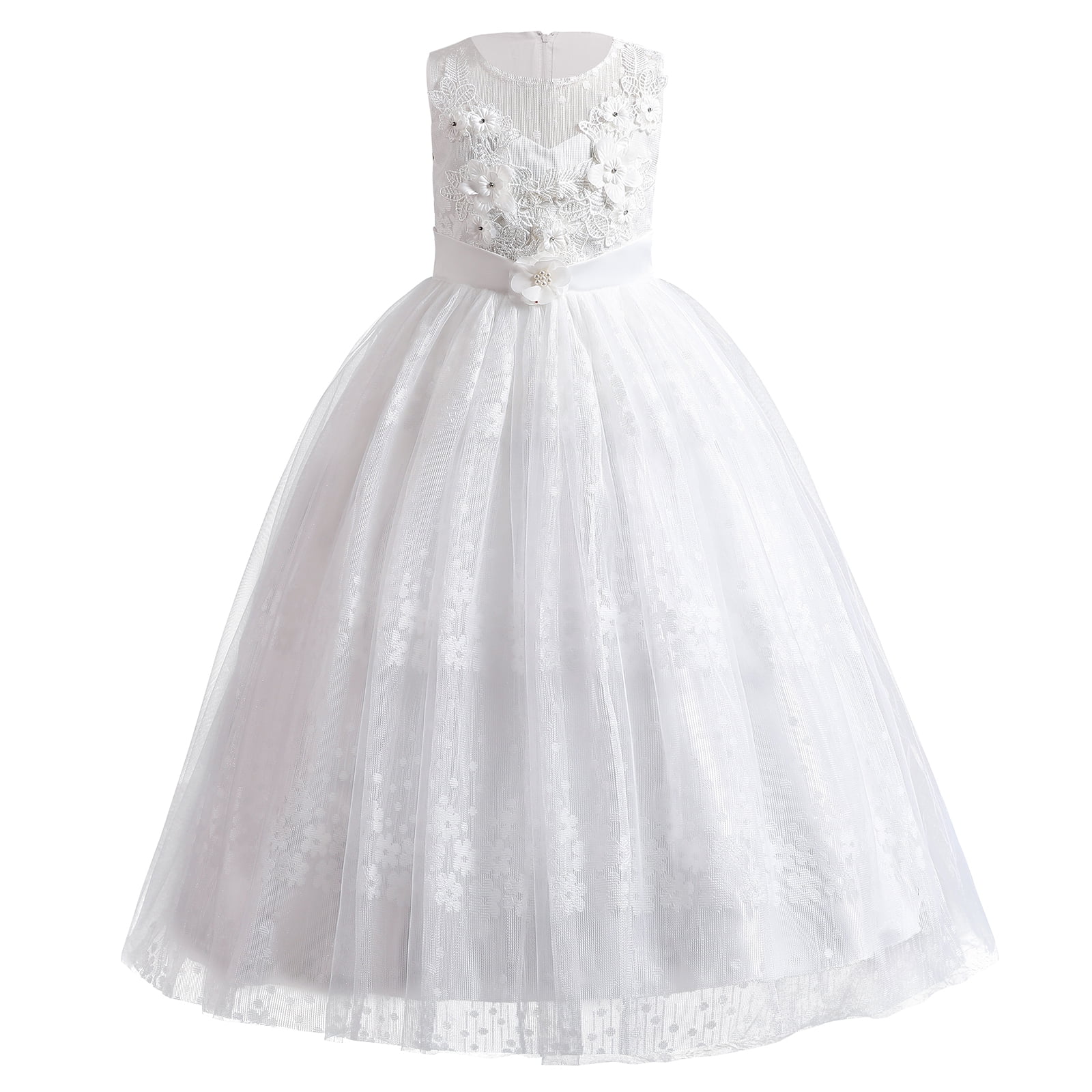 Kids White Lace Formal Gown GACH112 main image 1