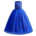 thumbnail image 1 of IBTOM CASTLE Girls Flower Vintage Lace Princess Long Dress for Kids Tulle Pageant Formal Party Wedding Floor Dance Evening Gown 12-13 Years Blue, 1 of 8
