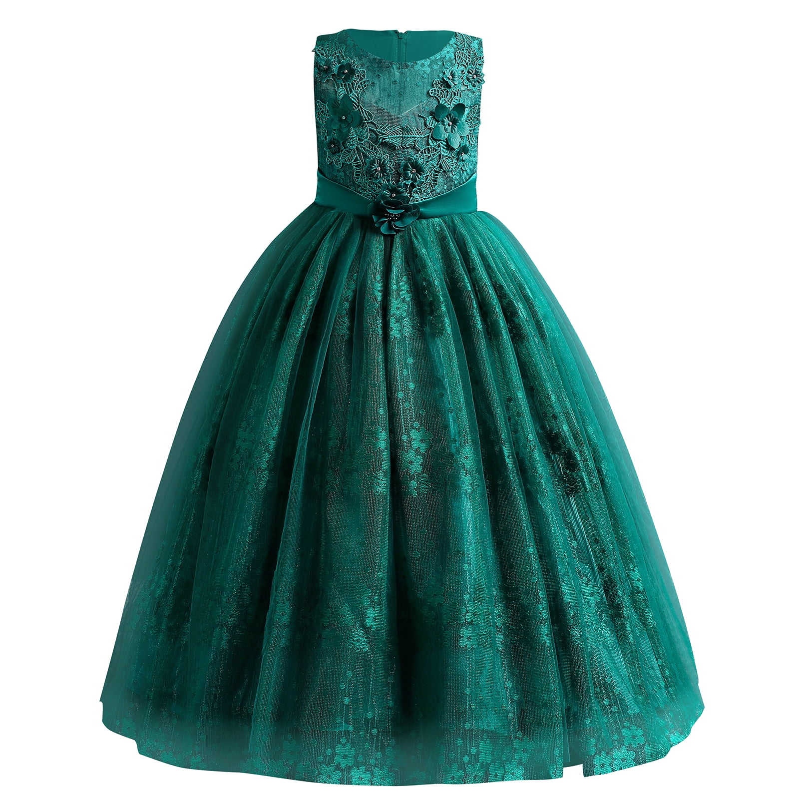 IBTOM CASTLE Girls Flower Vintage Lace Princess Long Dress for Kids Tulle  Pageant Formal Party Wedding Floor Dance Evening Gown 9-10 Years Green -  Walmart Business Supplies