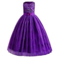 thumbnail image 1 of IBTOM CASTLE Girls Flower Vintage Lace Princess Long Dress for Kids Tulle Pageant Formal Party Wedding Floor Dance Evening Gown 9-10 Years Purple, 1 of 8