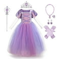 thumbnail image 1 of IBTOM CASTLE Girls Princess Dress Halloween Cosplay Fancy Dress up Christmas Birthday Party Long Maxi Puffy Dresses with Accessories 7PCS Outfits, 1 of 6