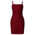 thumbnail image 1 of IBTOM CASTLE Girls Ruched Bodycon Teens Party Dress Mesh Sleeveless Pencil Short Dress Tight Dresses for Teens Holiday Red, 1 of 7