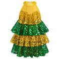 thumbnail image 1 of IBTOM CASTLE Girls Sequin Dance Outfit Sparkly Latin Hip Hop Jazz Dance Outfit Halter Mesh Ruffle Dress Top and Shorts Dancewear Yellow Green, 1 of 7