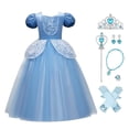 thumbnail image 1 of IBTOM CASTLE Girls Princess Dress Halloween Cosplay Fancy Dress up Christmas Birthday Party Long Maxi Puffy Dresses with Accessories 7PCS Outfits, 1 of 5