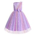 thumbnail image 1 of IBTOM CASTLE Girls Sparkly Flower Pageant Tulle Dress Sequin Floral Applique Fairy Tea Length Gown for Birthday Wedding Graduation Daddy Daughter Dance 9-10 Years Purple, 1 of 7