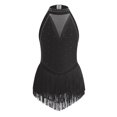 thumbnail image 1 of IBTOM CASTLE Halter Tassel Latin Dance Dress for Girls Sparkly Rhinestone Fringe Bodysuit Kids Ballroom Dancing Leotards Salsa Jazz Outfit Black, 1 of 7