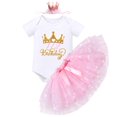 thumbnail image 1 of IBTOM CASTLE Infant Baby Girls 1/2 Birthday Outfit Princess Romper Tutu Skirt Sequin Crown Headband Clothes Set for Cake Smash Photo Prop 3-6 Months Pink, 1 of 8