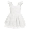thumbnail image 1 of IBTOM CASTLE Infant Baby Girls Boho Lace Tutu Dress Flutter Sleeve Smocked Casual Birthday Party Summer Holiday Photo Shoot Sundress 18-24 Months White, 1 of 4