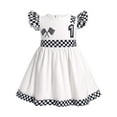 thumbnail image 1 of IBTOM CASTLE Infant Girl 1st 2nd Birthday Dress Race Car Driver Dress Flutter Sleeve Racer Fancy Dress up 9-12 Months White, 1 of 8