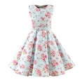 thumbnail image 1 of IBTOM CASTLE Kids Girls 50s Vintage Polka Dot Casual Dress Swing Rockabilly Prom Party Dresses Audrey Wedding Formal Cocktail Evening Gown 5-6 Years Light Blue Flower, 1 of 8