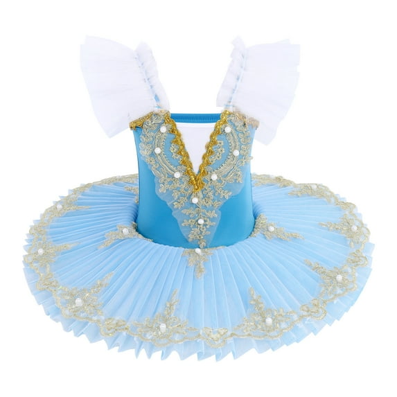 IBTOM CASTLE Kid Girls Camisole Tutu Skirted Leotard Ballet Dance Dress Princess Ballerina Dancewear 7-8 Years Blue