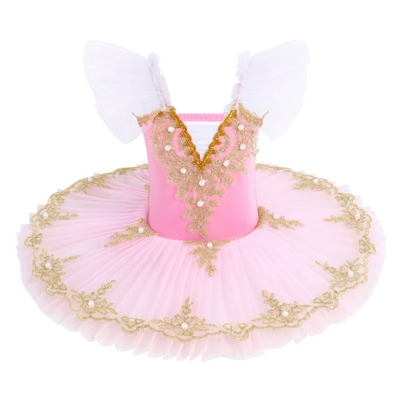 IBTOM CASTLE Kid Girls Camisole Tutu Skirted Leotard Ballet Dance Dress Princess Ballerina Dancewear 7-8 Years Pink