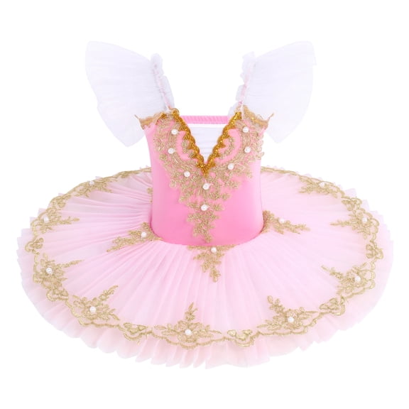 IBTOM CASTLE Kid Girls Camisole Tutu Skirted Leotard Ballet Dance Dress Princess Ballerina Dancewear 7-8 Years Pink
