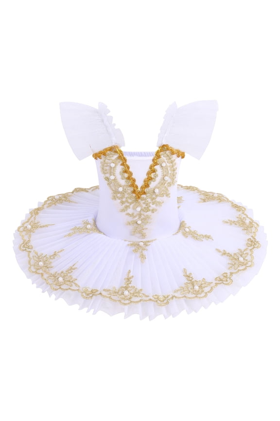 Kid Girls Camisole Tutu Skirted Leotard Ballet Dance Dress Princess Ballerina Dancewear 7-8 Years White
