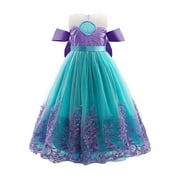 IBTOM CASTLE Kid Girls Mermaid Dress Princess Sequin Tutu Halloween Cosplay Dress up Christmas Carnival Clothes Fancy Birthday Holiday Party Outfit for Toddler Child 5-6 Years Purple + Green