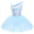 thumbnail image 1 of IBTOM CASTLE Kid Girls Sequins Ruffle One Shoulder Ballet Dance Dress Tulle Tutu Skirt, 1 of 10