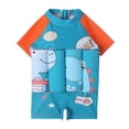 thumbnail image 1 of IBTOM CASTLE Toddler Floatation Swimsuit with Adjustable Buoyancy Float Suit One-Piece Training Aid Swimwear for Boys Girls 18-24 Months Teal Blue + Orange - Dinosaur, 1 of 6