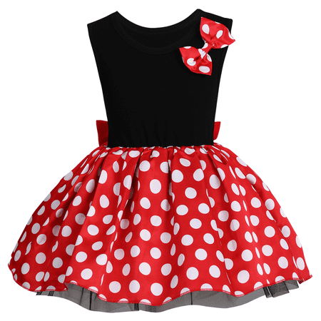 IBTOM CASTLE Kids Baby Girl Polka Dots Princess Costume Birthday Fancy Dress up Party Cosplay Dance Clothing Set 2-3 Years Black