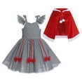 thumbnail image 1 of IBTOM CASTLE Kids Baby Girls Christmas Party Dress Women Xmas Red Plaid Tutu Dress with Hooded Cloak Cape Family Matching Fancy Dress up Costume 3-4 Years Black + White Strapless, 1 of 8