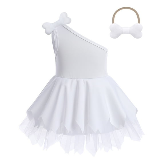 IBTOM CASTLE Kids Caveman Costume Historical Stone Age Birthday Outfits for Toddler Baby Girls Halloween Cosplay Dress up Party Photo Shoot 18-24 Months White - Girl