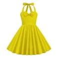 thumbnail image 1 of IBTOM CASTLE Kids Girls 50s Vintage Sleeveless Polka Dot Retro A-line Swing Dress Princess Birthday Party Dresses 5-6 Years Yellow, 1 of 7