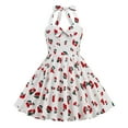 thumbnail image 1 of IBTOM CASTLE Kids Girls 50s Vintage Sleeveless Polka Dot Retro A-line Swing Dress Princess Birthday Party Dresses 9-10 Years White Cherry, 1 of 8