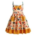 thumbnail image 1 of IBTOM CASTLE Kids Girls Back to School Dress Sleeveless Pencil Book Causal Ruffle Kindergarten Dresses with Pockets 5-6 Years Dark Yellow, 1 of 8