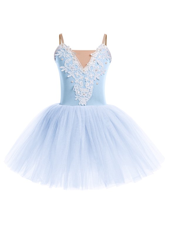 Kids Girls Ballet Dance Dress Velvet Spaghetti Straps Camisole Gymnastics Leotard Ballerina Dress up 13-14 Years Blue