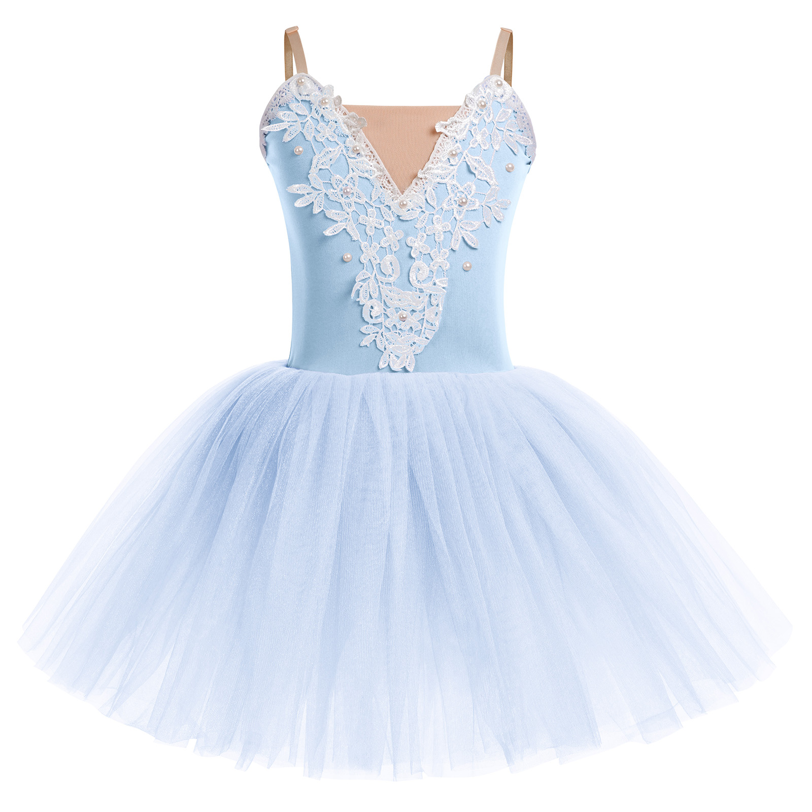 Ibtom Castle Kids Girls Ballet Dance Dress Velvet Spaghetti Straps 