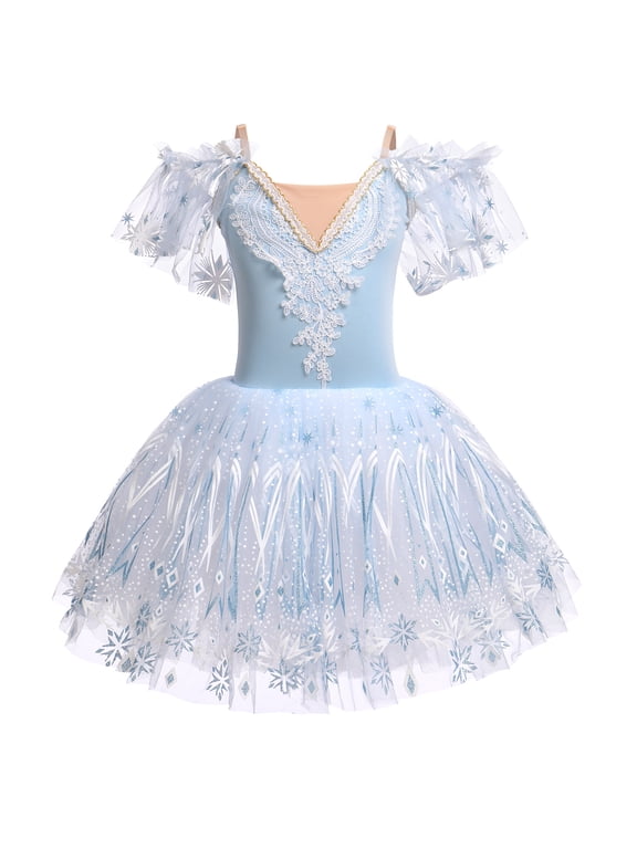 Kids Girls Ballet Dance Dress Velvet Spaghetti Straps Camisole Gymnastics Leotard Ballerina Dress up 7-8 Years Light Blue