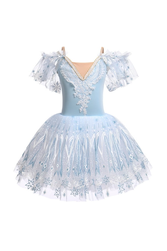 Kids Girls Ballet Dance Dress Velvet Spaghetti Straps Camisole Gymnastics Leotard Ballerina Dress up 7-8 Years Light Blue