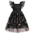 thumbnail image 1 of IBTOM CASTLE Kids Girls Birthday Party Sundress Floral Embroidery Backless Princess Tulle Tutu Wedding Pageant Dress 3-4 Years Black Floral, 1 of 8