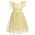 thumbnail image 1 of IBTOM CASTLE Kids Girls Birthday Party Sundress Floral Embroidery Backless Princess Tulle Tutu Wedding Pageant Dress 4-5 Years Yellow Daisy, 1 of 8