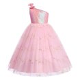 thumbnail image 1 of IBTOM CASTLE Kids Girls Bowknot Sequin Tulle Party Dress One-Shoulder Wedding Bridesmaid Flower Girl Dresses Pageant Formal Prom Ball Gown 8-9 Years Pink, 1 of 8