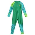 thumbnail image 1 of IBTOM CASTLE Kids Girls Full Wetsuit Rash Guard Swimwear Long Sleeve Zippper One Piece Swimsuit Summer Bathing Suit 3-4 Years Green, 1 of 8