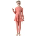 thumbnail image 1 of IBTOM CASTLE Kids Girls Burkini Swimsuits Toddler Modest Muslim Swimwear Long Sleeve Full Cover Swim Top Pants Hijab 3PCS Bathing Suit Rash Guard 3-4 Years Coral Pink, 1 of 8