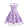 thumbnail image 1 of IBTOM CASTLE Kids Girls Embroidery Flower Lace Dress Wedding Pageant Party First Communion Casual Dresses Princess Bridesmaid Maxi Gown 13-14 Years Purple Butterfly, 1 of 8