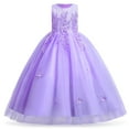 thumbnail image 1 of IBTOM CASTLE Kids Girls Flower Vintage Lace Princess Long Dress Tulle Pageant Formal Party Wedding Floor Dance Evening Gown 11-12 Years Light Purple, 1 of 7