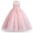 thumbnail image 1 of IBTOM CASTLE Kids Girls Flower Vintage Lace Princess Long Dress Tulle Pageant Formal Party Wedding Floor Dance Evening Gown 9-10 Years Light Pink, 1 of 8