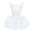 thumbnail image 1 of IBTOM CASTLE Kids Girls Glitter Star Leotard Sequin Ruffle Sleeve Ballet Dance Dress Ballerina Dancewear Gymnastics Outfit 3-4 Years White, 1 of 8