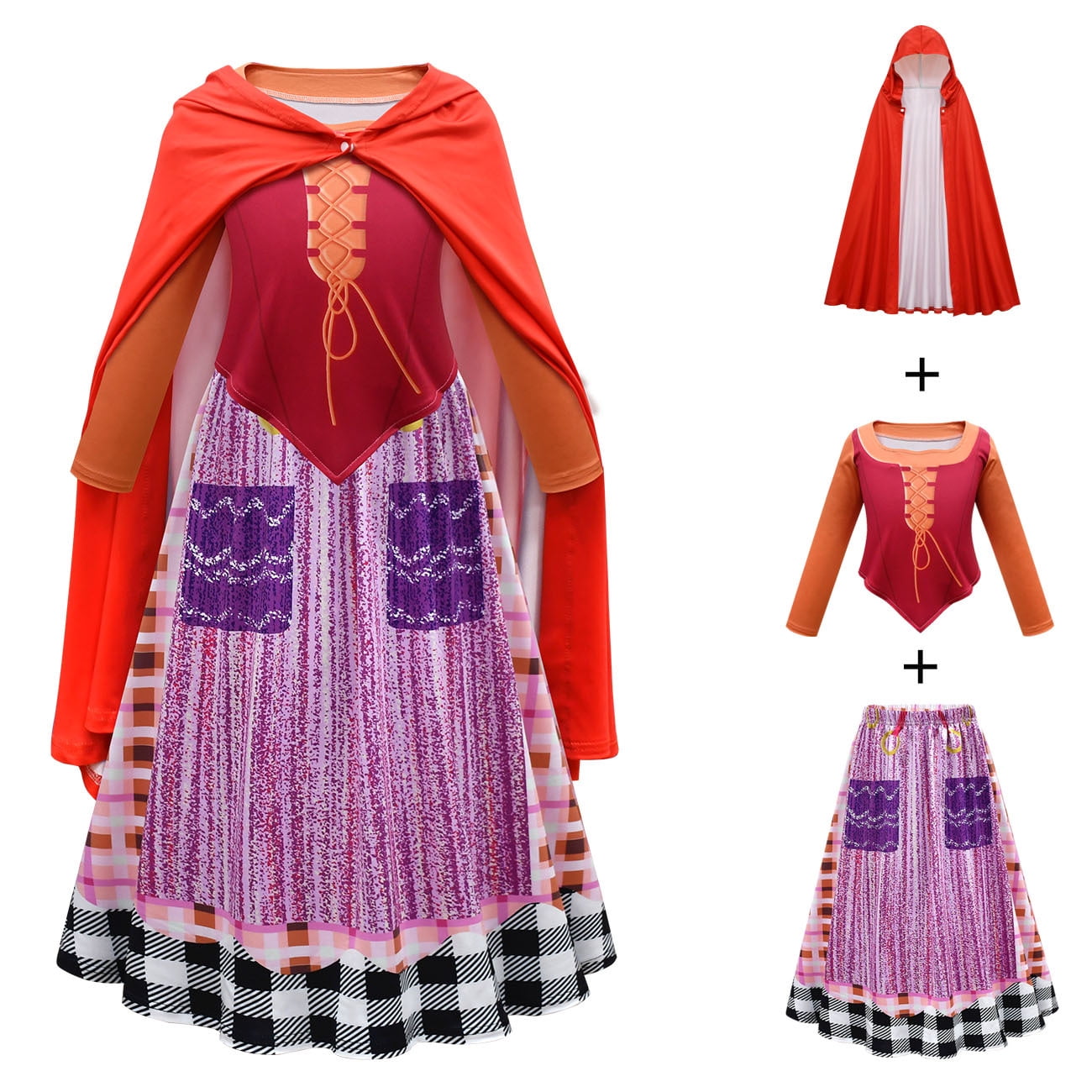 IBTOM CASTLE Kids Girls Halloween Outfit Mary Sarah Winifred Sanderson ...